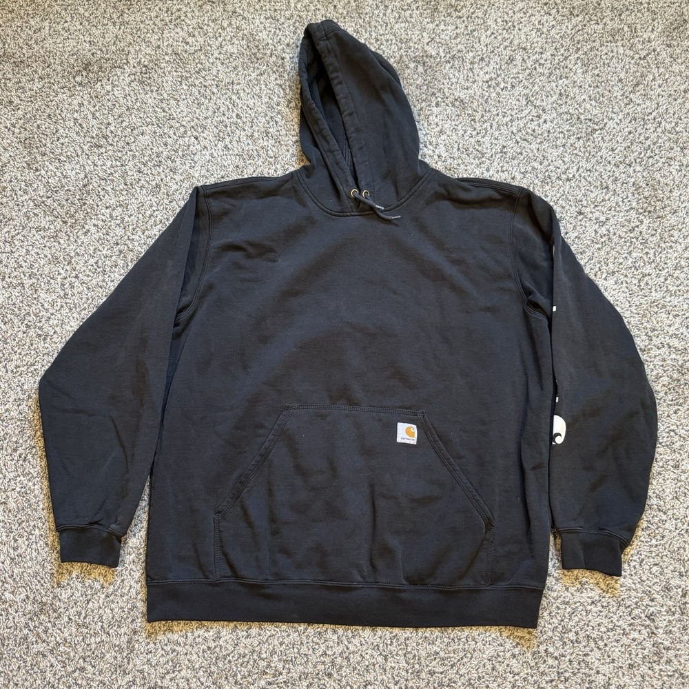 Carhartt Loose Fit Heavyweight Hoodie Men Size 2XL Black Hooded Pocket K288 BLK